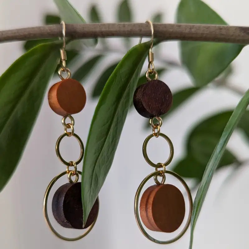 Holzohrringe aus Walnussholz und Apfelholz "Annete"