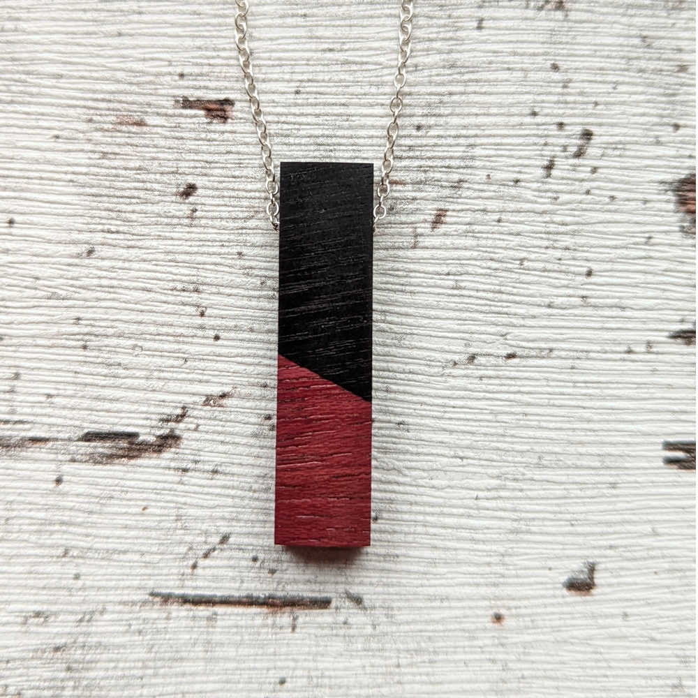 Halskette Holz / 925 Silber Amarant / schwarze Hainbuche