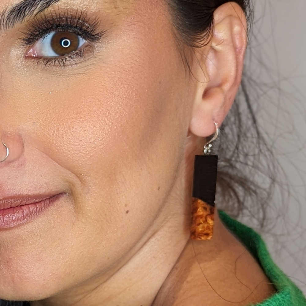 Ohrringe Holz Eleganz schwarz-braun