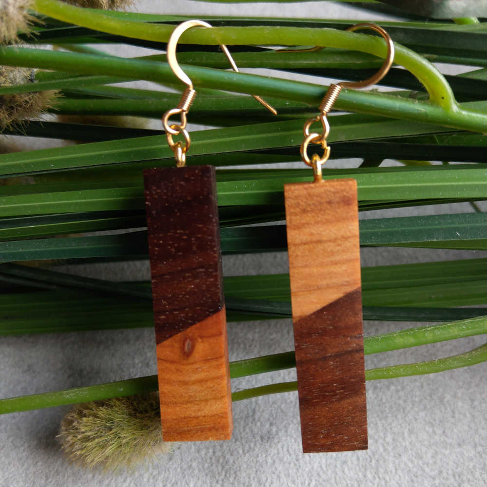 Ohrringe Holz Eleganz Walnuss Kirsche