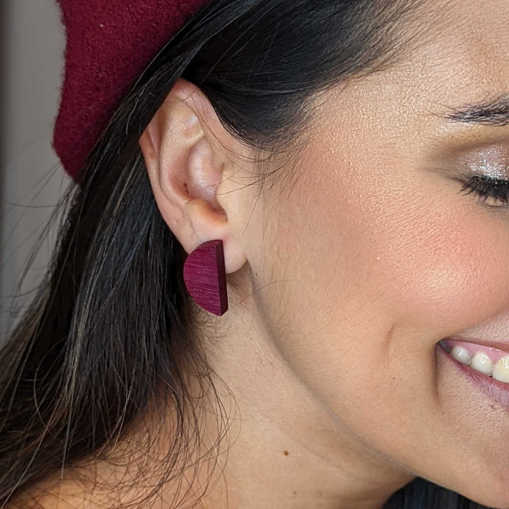 Ohrstecker Holz Halbmond Amarant