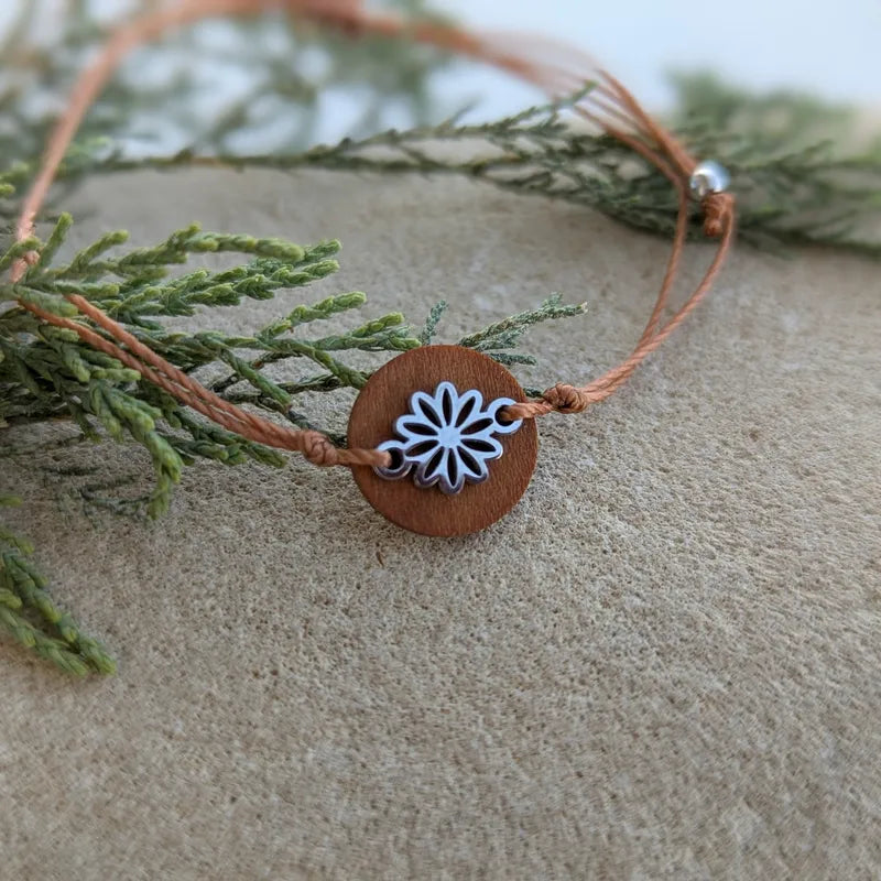 Armband Lebensblume Kirschholz / Holzarmband