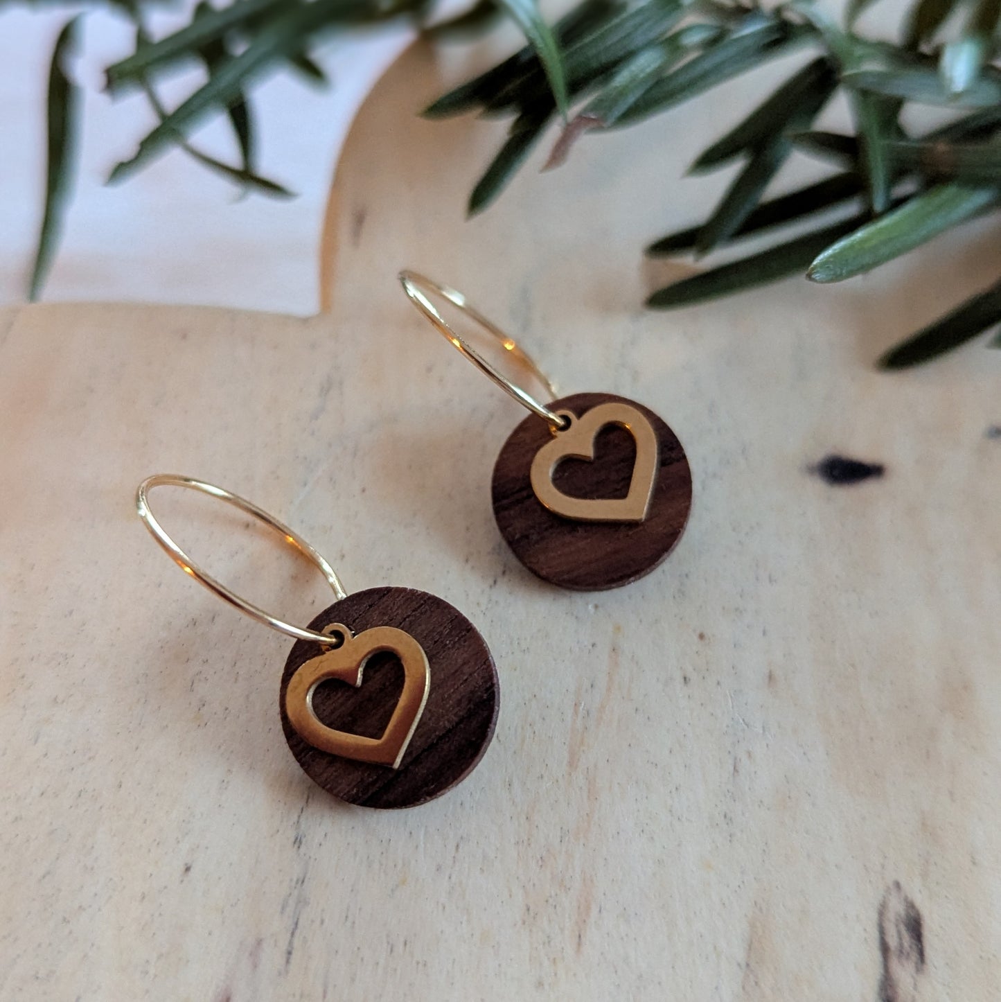 Holzohrringe "Herzchen"
