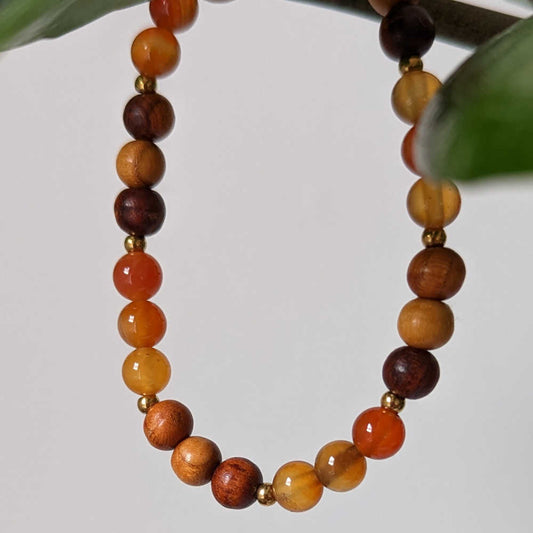 Holzarmband / Armband Holz / Edelsteine / Carneol