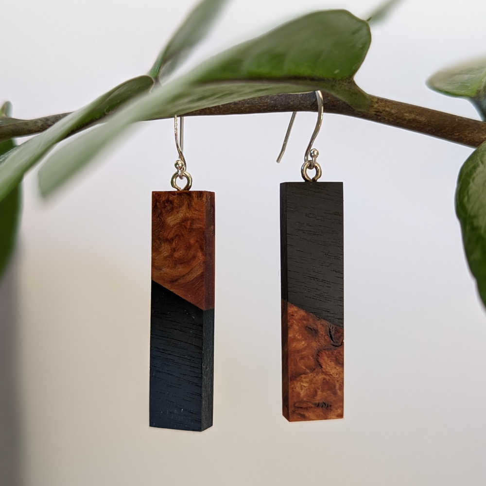Ohrringe Holz Eleganz schwarz-braun